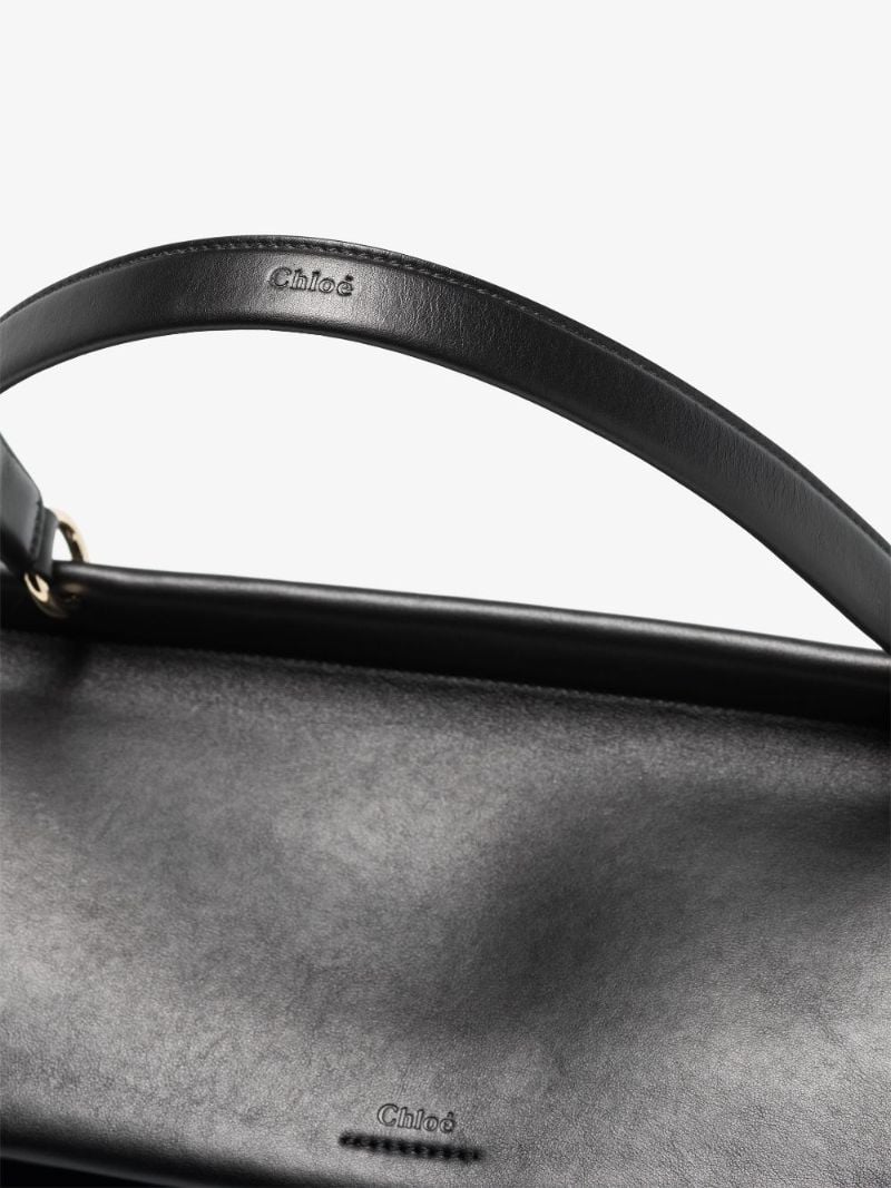 Black Faye Large Leather Shoulder Bag