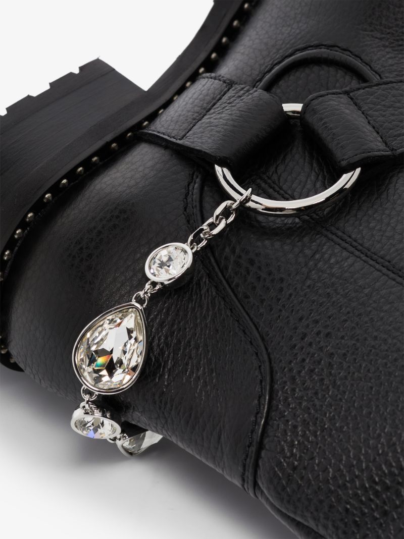 Black Blake Embellished Leather Ankle Boots