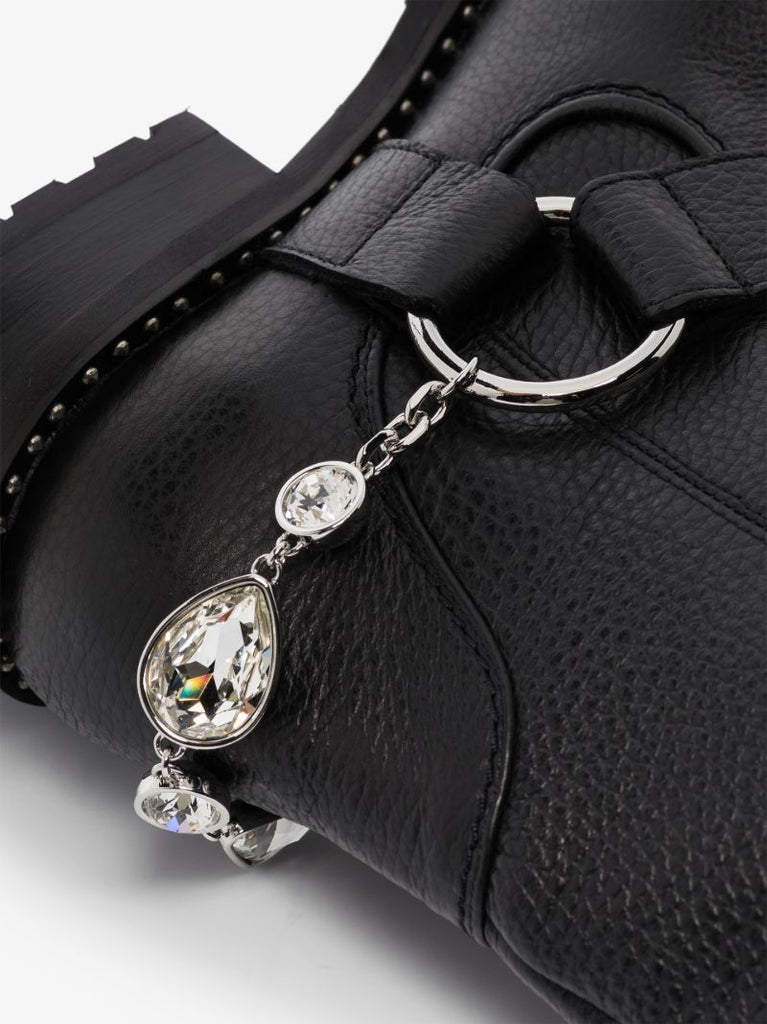 Black Blake Embellished Leather Ankle Boots
