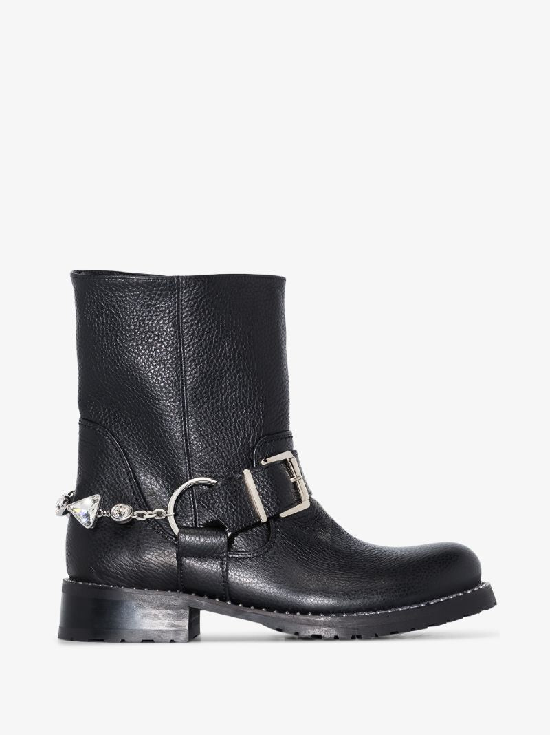 Black Blake Embellished Leather Ankle Boots