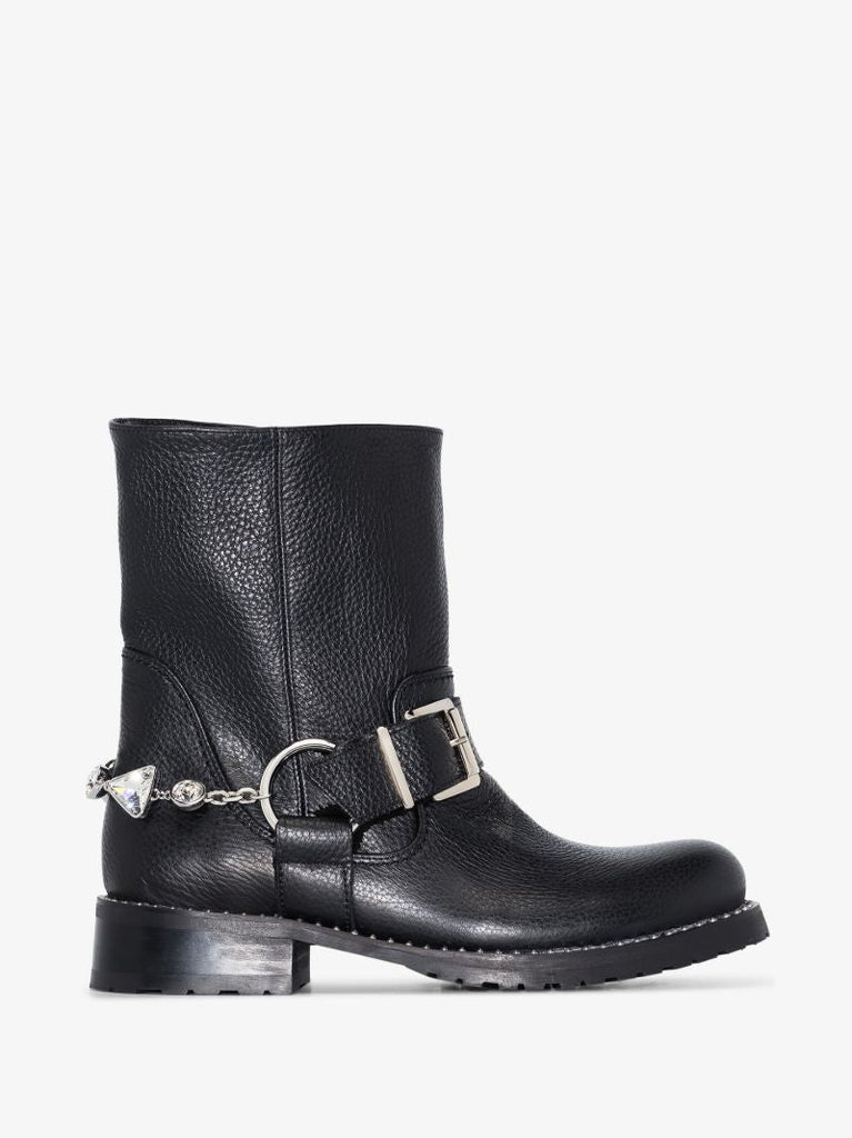 Black Blake Embellished Leather Ankle Boots
