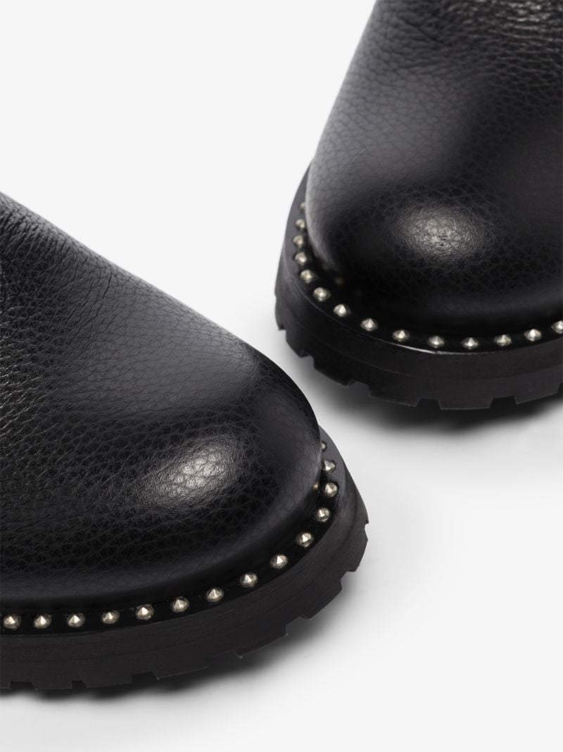 Black Blake Embellished Leather Ankle Boots