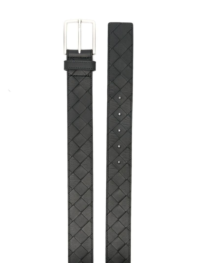 Black Intrecciato Leather Belt