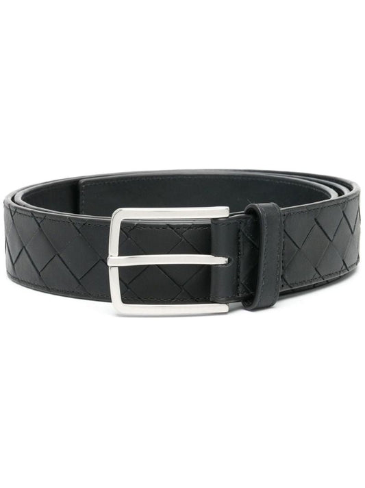 Black Intrecciato Leather Belt