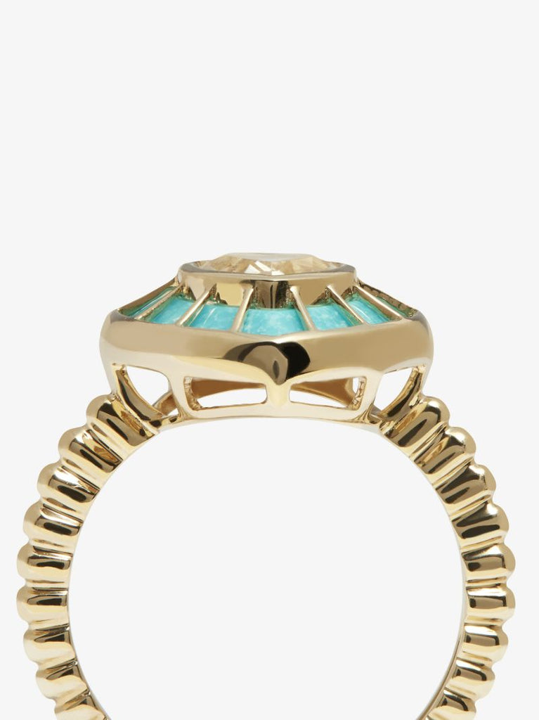 9k Yellow Gold Topaz and Turquoise Heart Ring