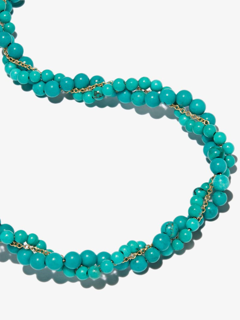 9k Yellow Gold Topaz and Turquoise Necklace