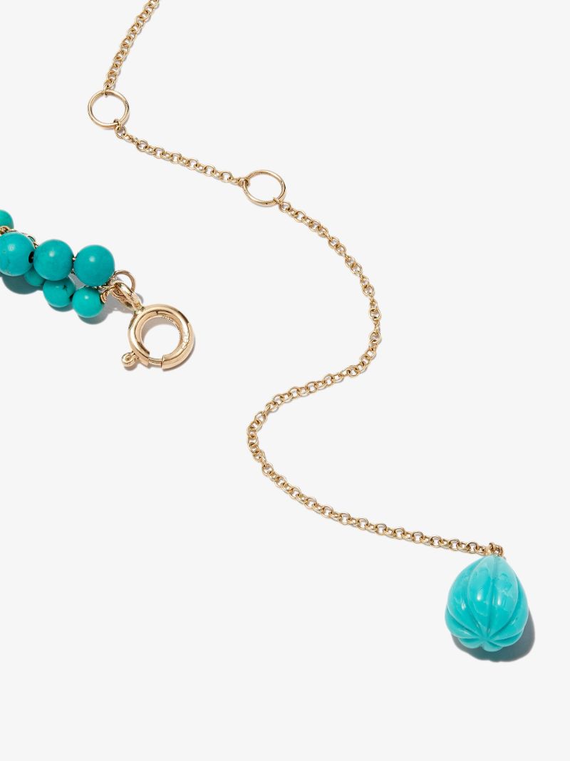 9k Yellow Gold Topaz and Turquoise Necklace