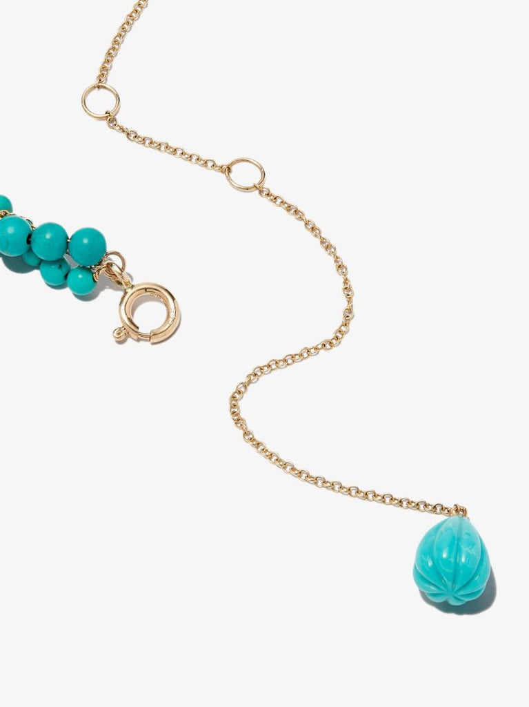 9k Yellow Gold Topaz and Turquoise Necklace