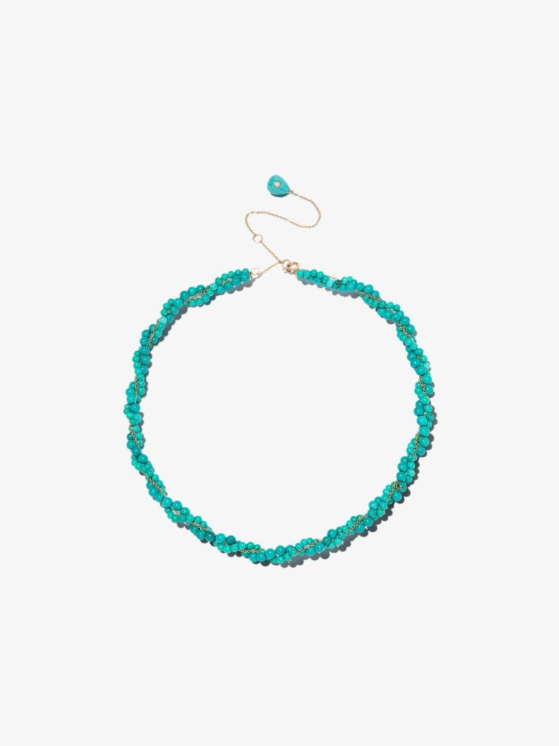 9k Yellow Gold Topaz and Turquoise Necklace