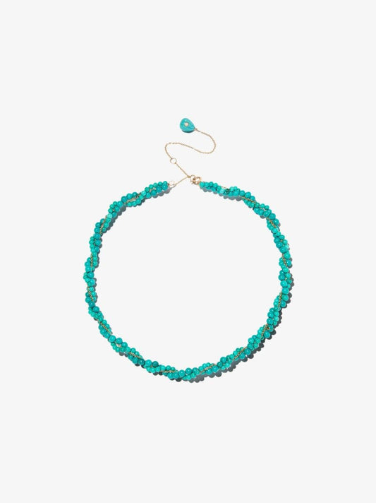 9k Yellow Gold Topaz and Turquoise Necklace
