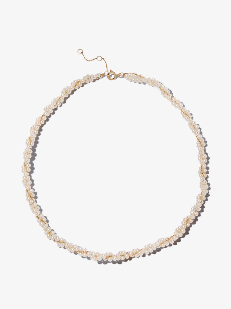 9k Yellow Gold Twisted Pearl Necklace