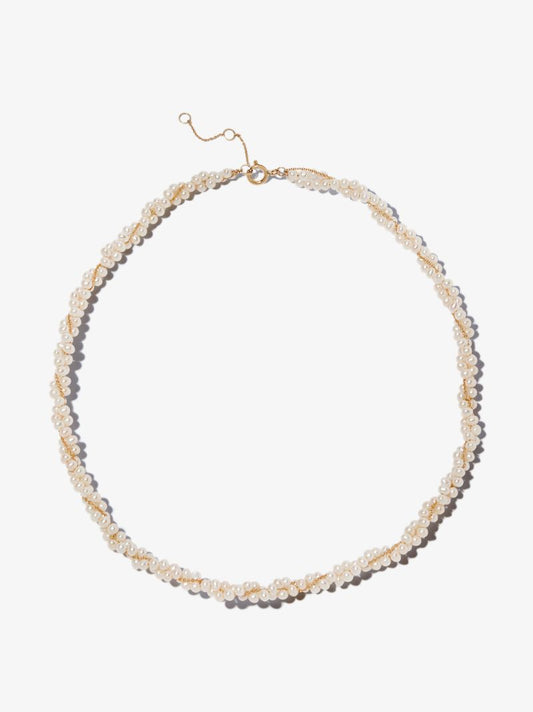 9k Yellow Gold Twisted Pearl Necklace