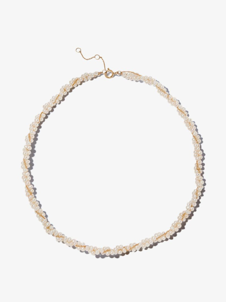 9k Yellow Gold Twisted Pearl Necklace