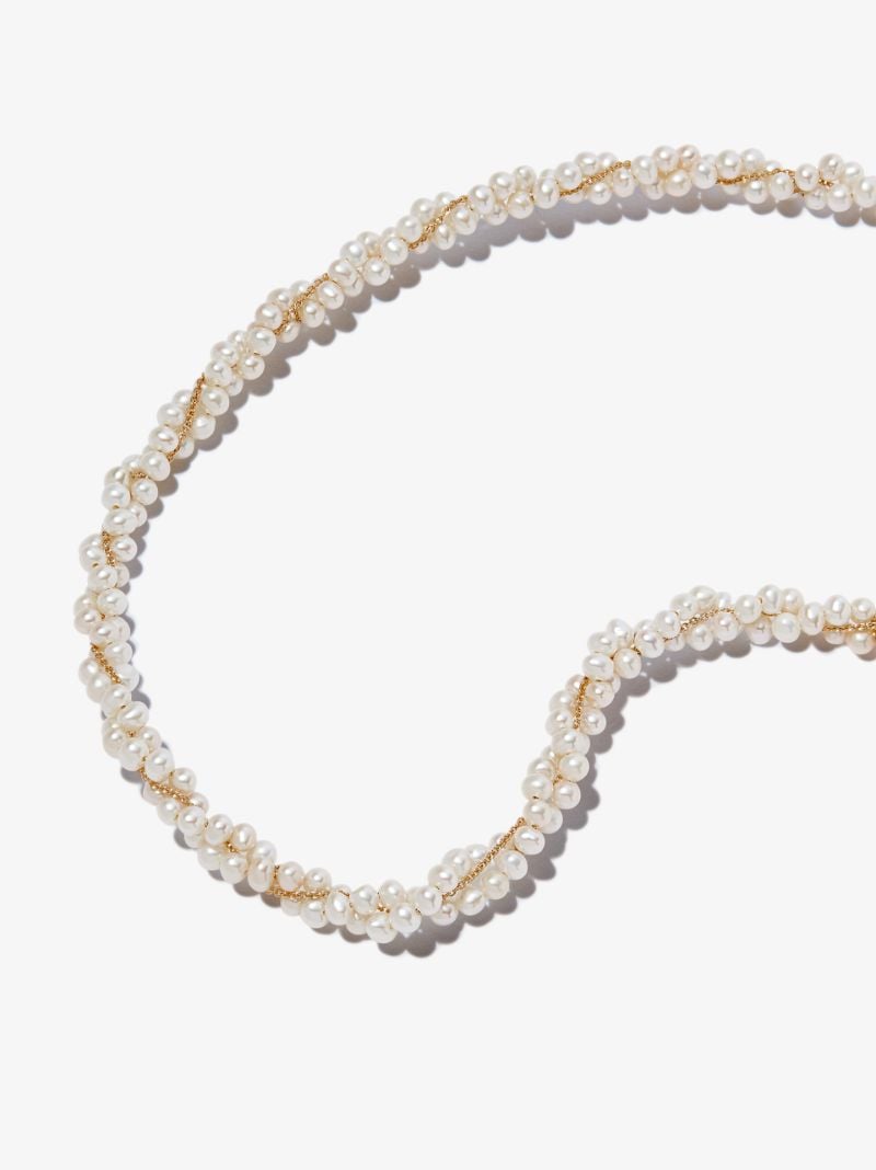 9k Yellow Gold Twisted Pearl Necklace