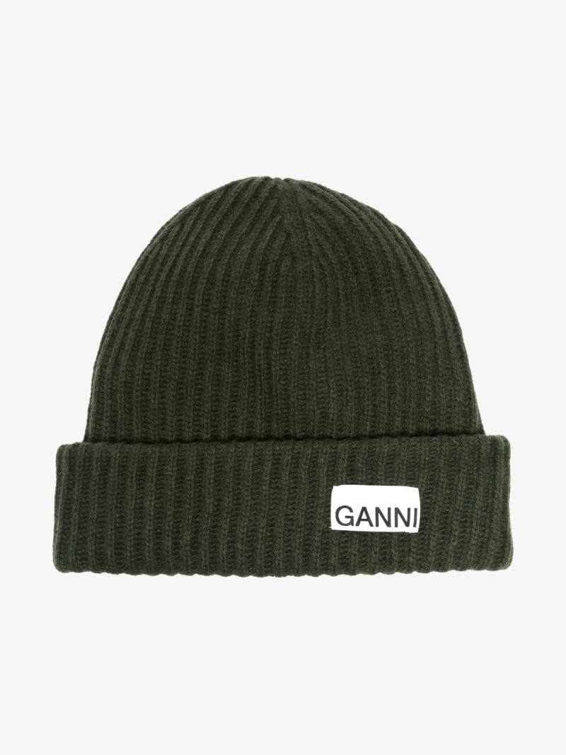 Dark Green Ribbed Beanie Hat