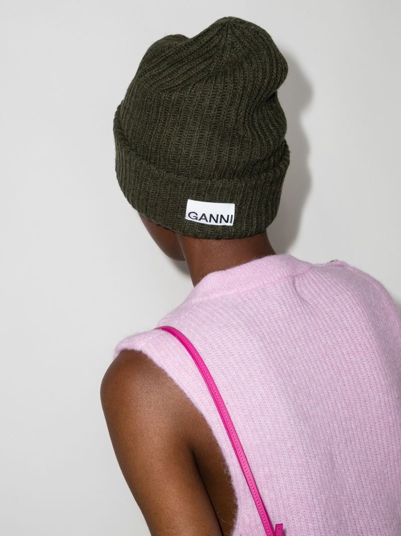 Dark Green Ribbed Beanie Hat