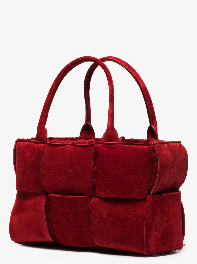 Red Arco Medium Shearling Tote Bag