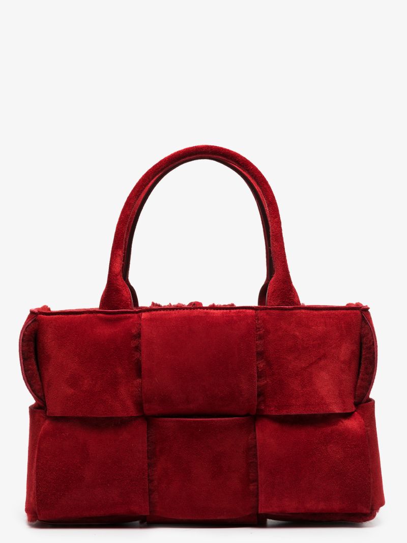 Red Arco Medium Shearling Tote Bag