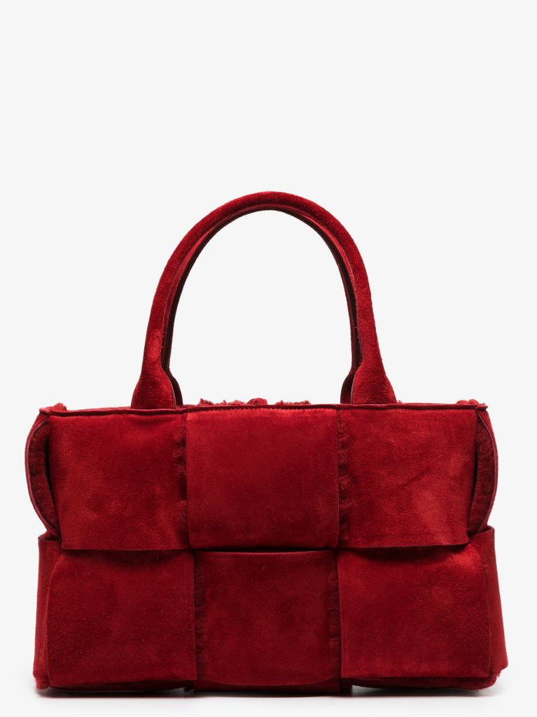 Red Arco Medium Shearling Tote Bag