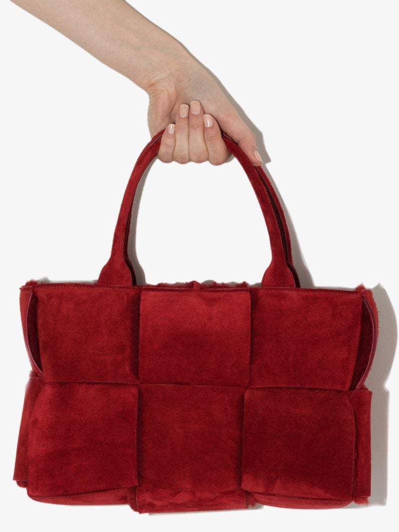 Red Arco Medium Shearling Tote Bag