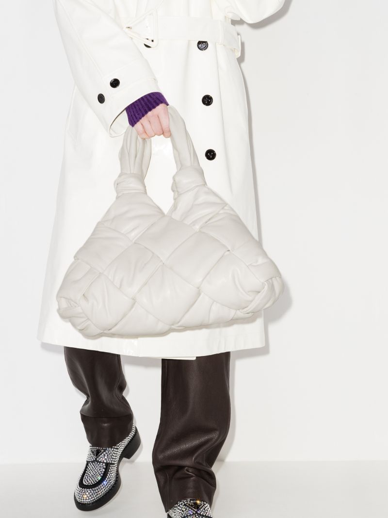 White Padded Lock Small Leather Shoulder Bag