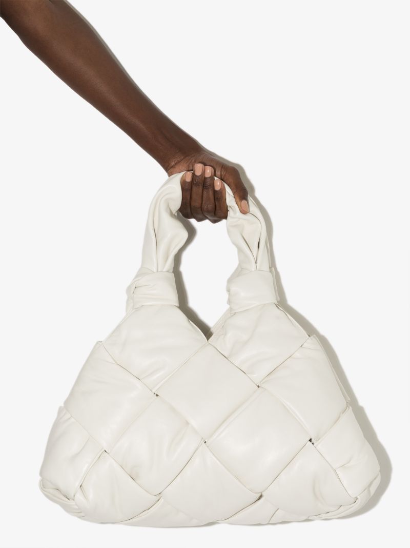 White Padded Lock Small Leather Shoulder Bag