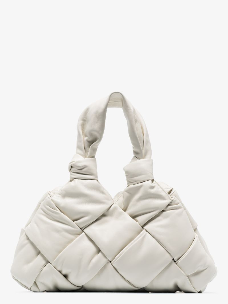 White Padded Lock Small Leather Shoulder Bag