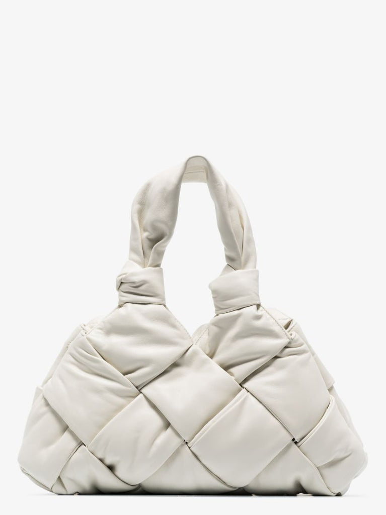 White Padded Lock Small Leather Shoulder Bag