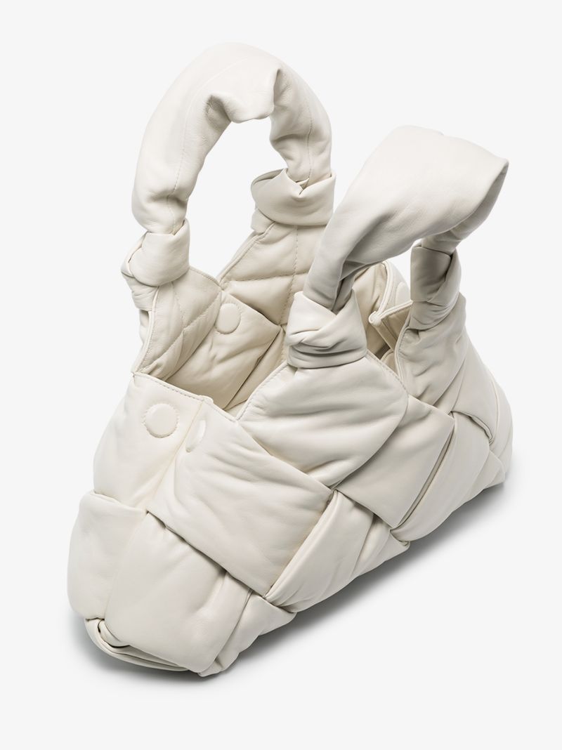 White Padded Lock Small Leather Shoulder Bag