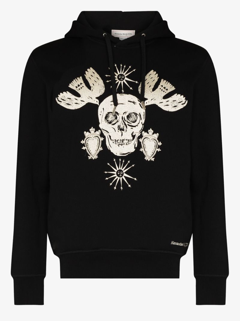 Embroidered Skull Motif Hoodie