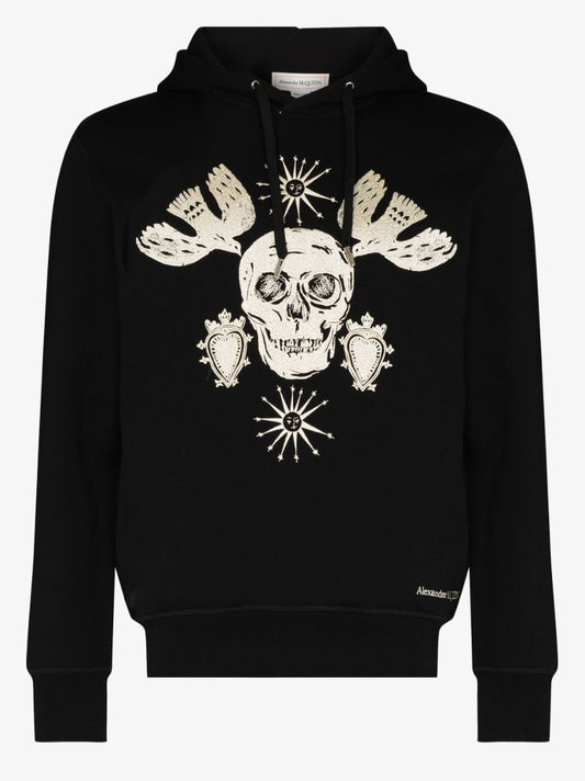 Embroidered Skull Motif Hoodie