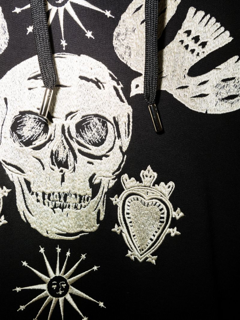 Embroidered Skull Motif Hoodie