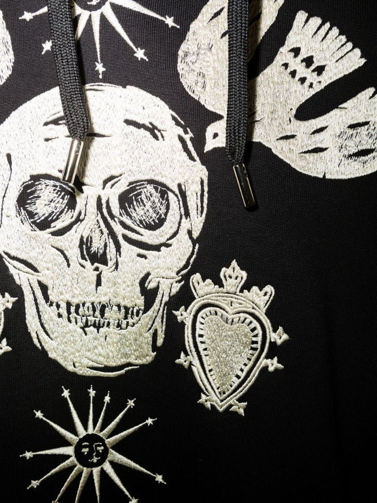 Embroidered Skull Motif Hoodie