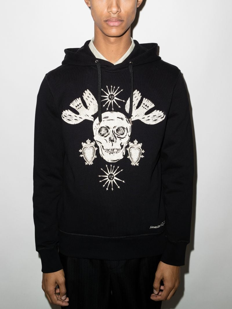 Embroidered Skull Motif Hoodie