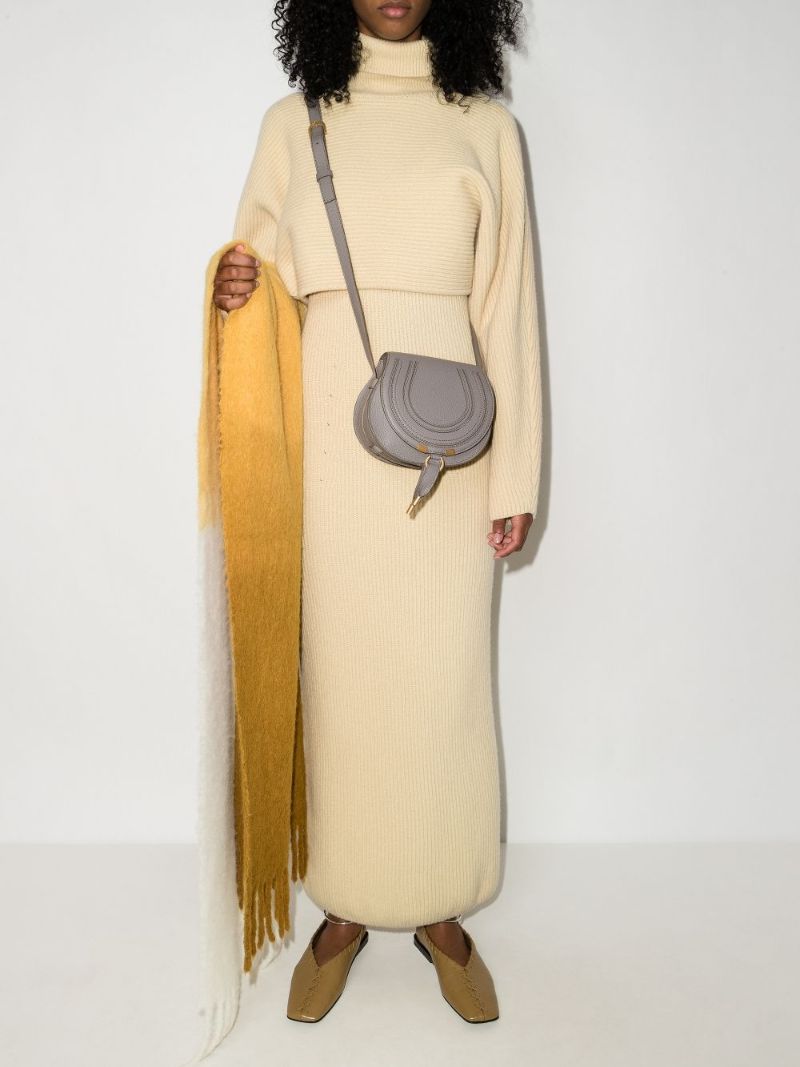 Grey Marcie Mini Leather Saddle Bag