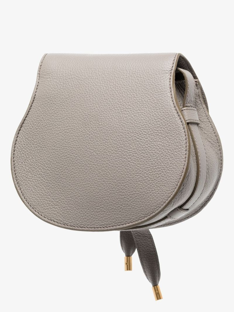 Grey Marcie Mini Leather Saddle Bag