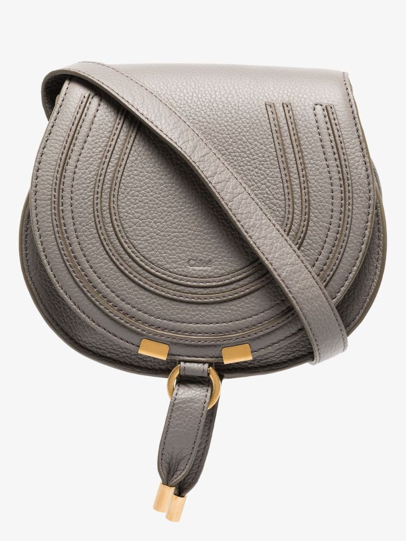 Grey Marcie Mini Leather Saddle Bag