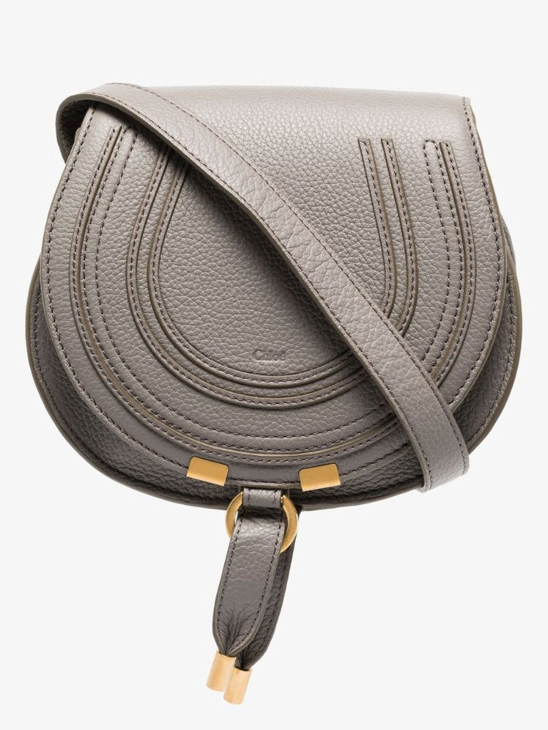 Grey Marcie Mini Leather Saddle Bag