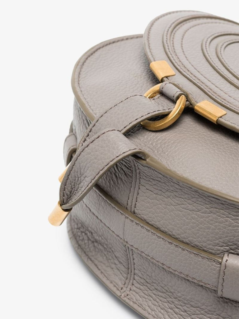 Grey Marcie Mini Leather Saddle Bag