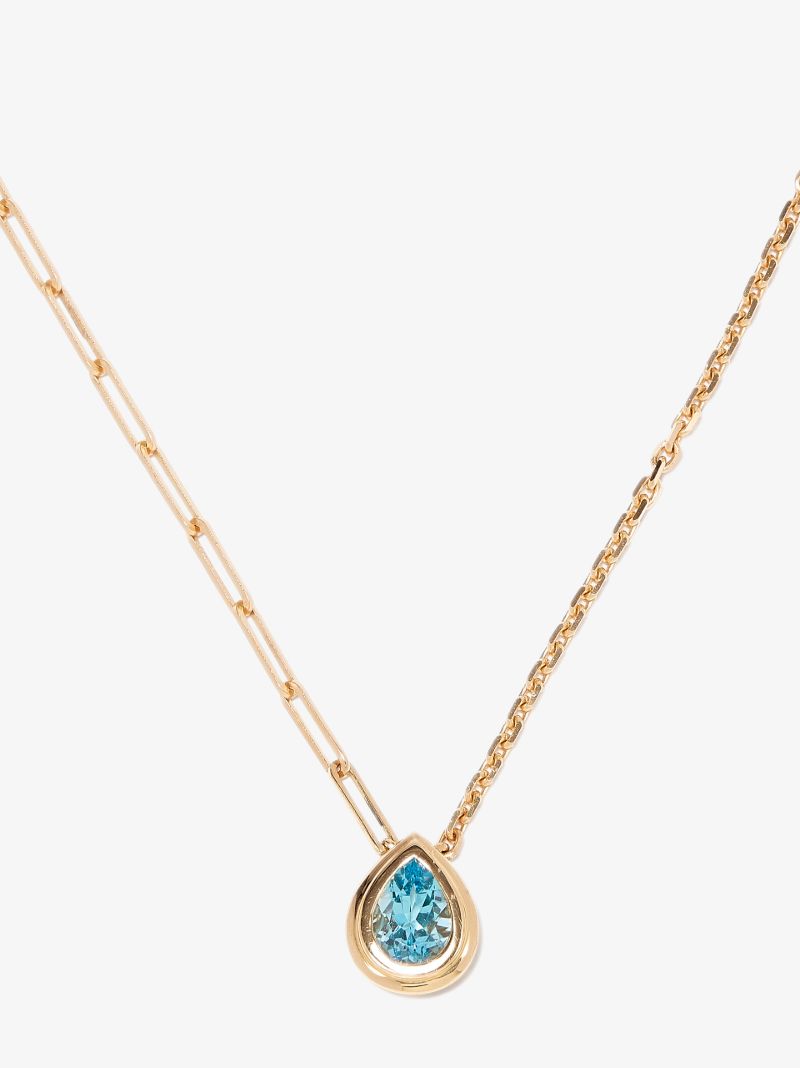 18k Yellow Gold Swiss Topaz Pendant Necklace