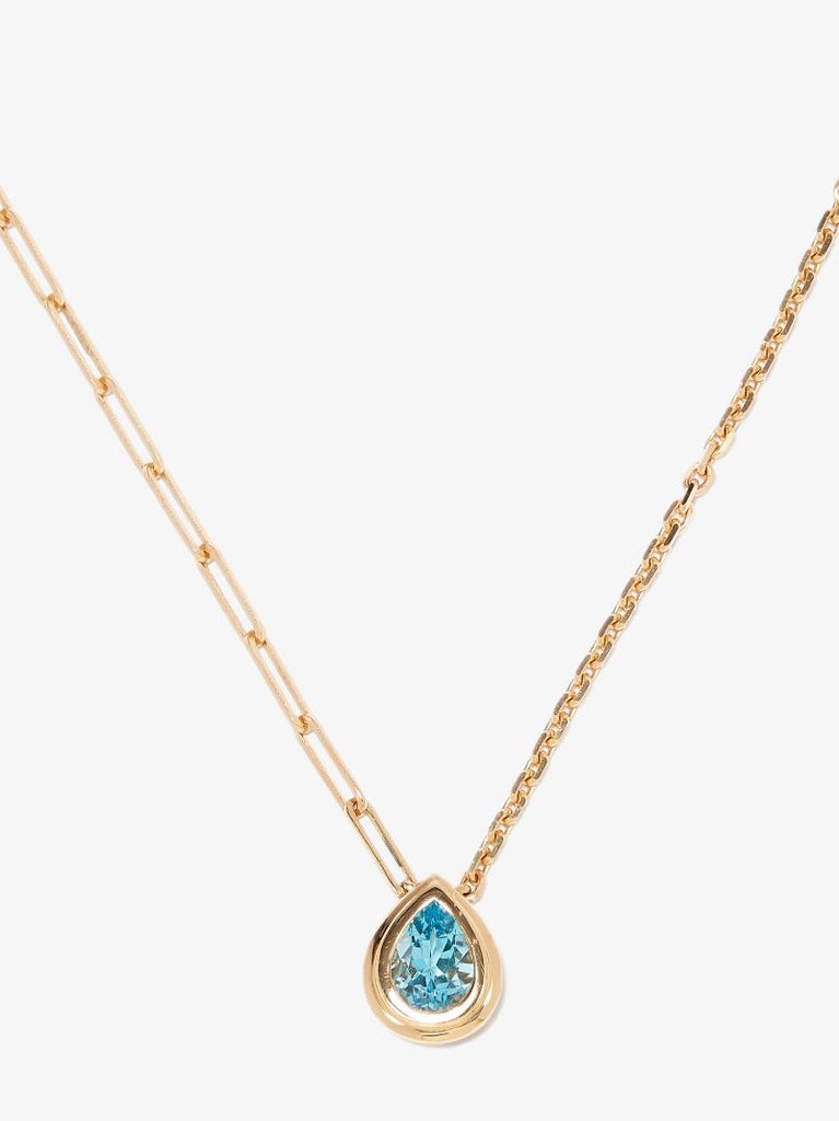 18k Yellow Gold Swiss Topaz Pendant Necklace