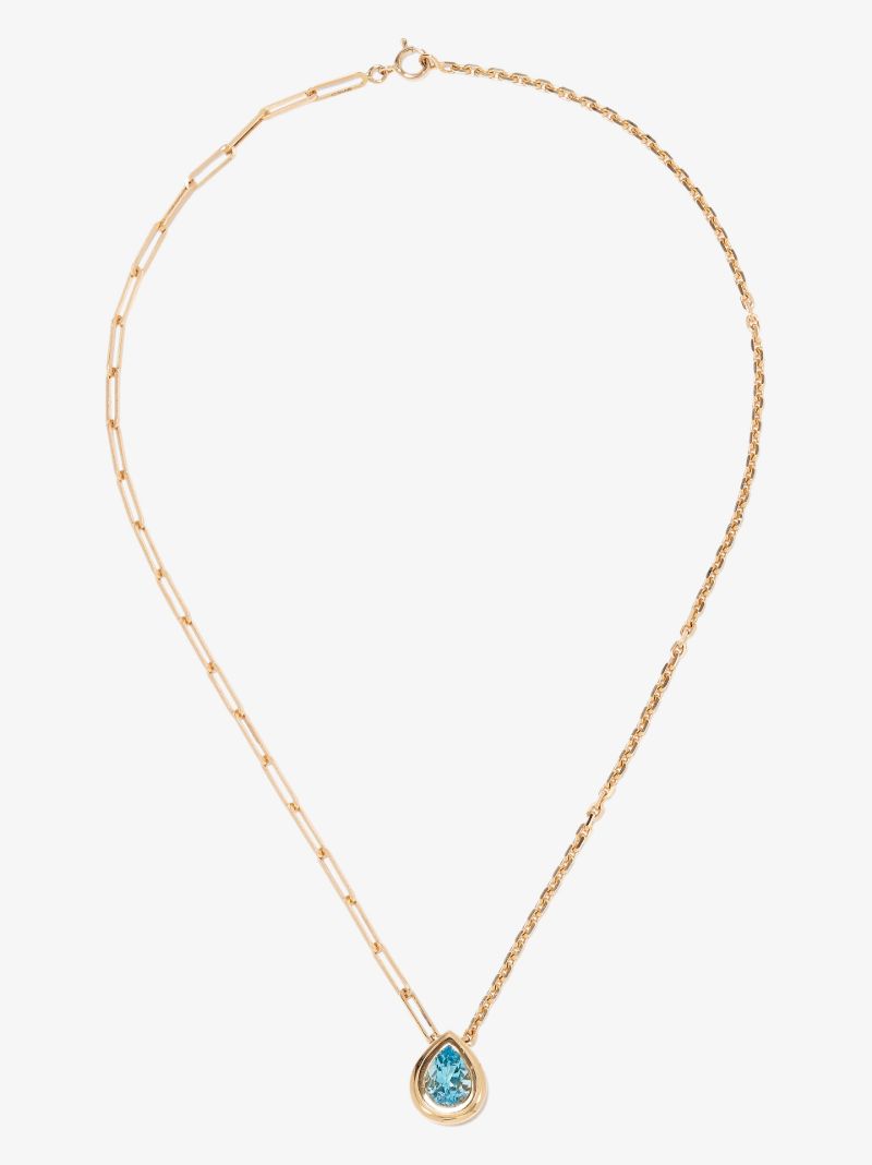 18k Yellow Gold Swiss Topaz Pendant Necklace