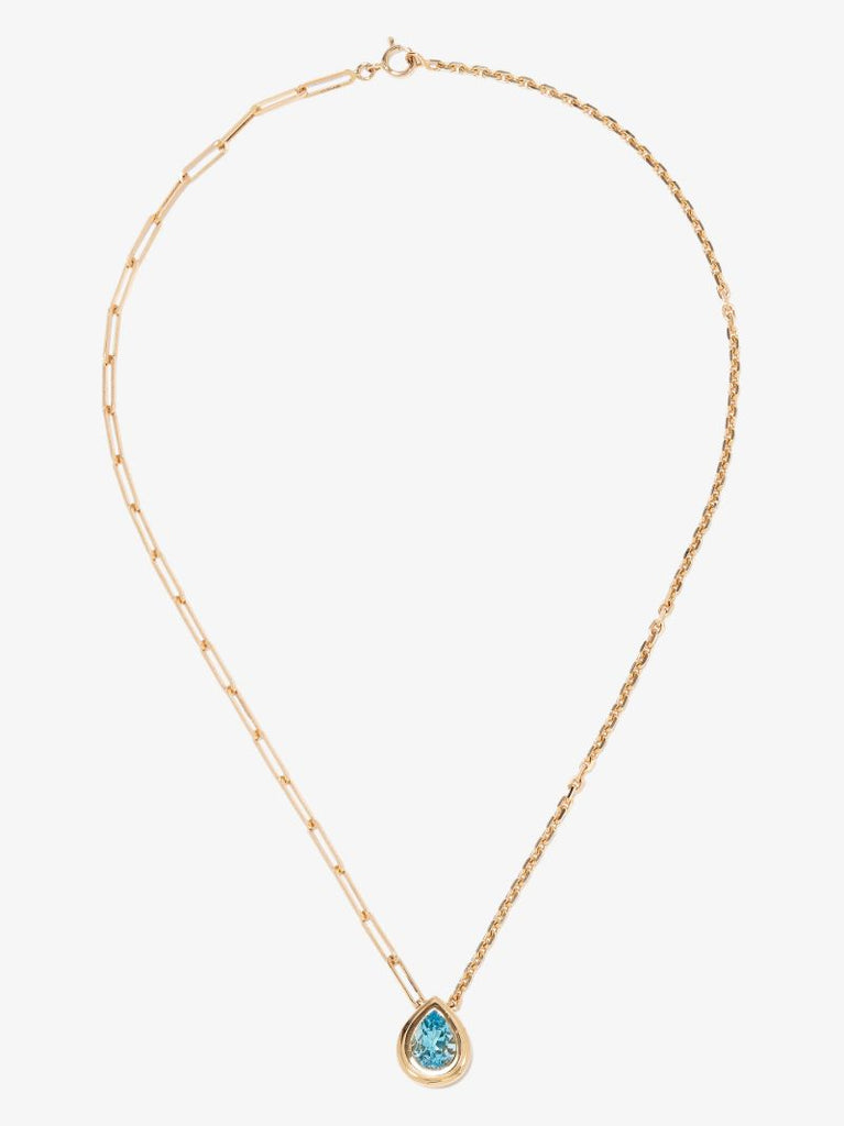 18k Yellow Gold Swiss Topaz Pendant Necklace