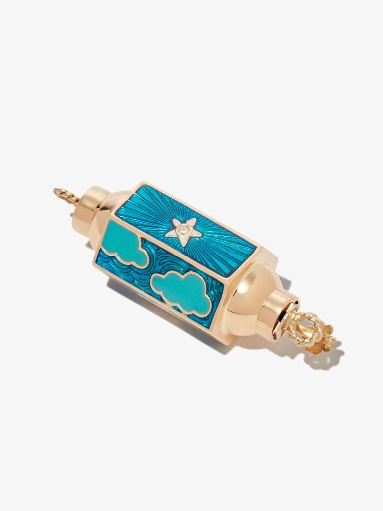 14k Yellow Gold Lucky Star Diamond Locket Necklace