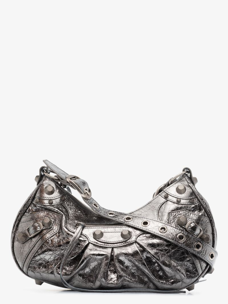 Silver Le Cagole Small Leather Shoulder Bag