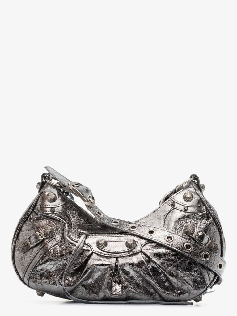 Silver Le Cagole Small Leather Shoulder Bag