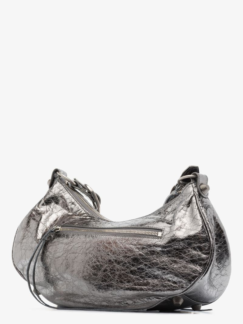 Silver Le Cagole Small Leather Shoulder Bag