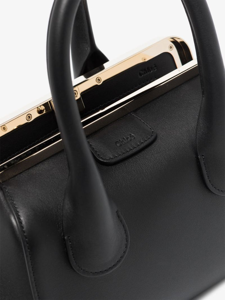 Black Joyce Small Leather Tote Bag