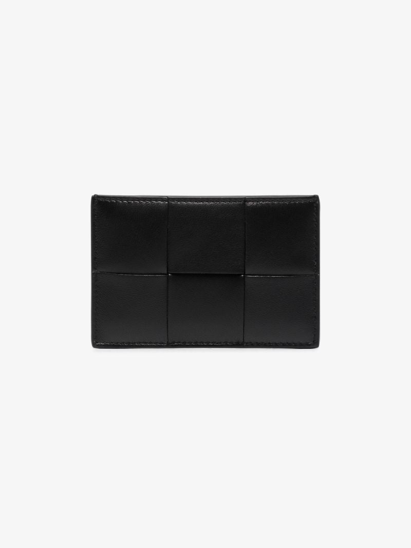 Black Intrecciato Leather Card Holder