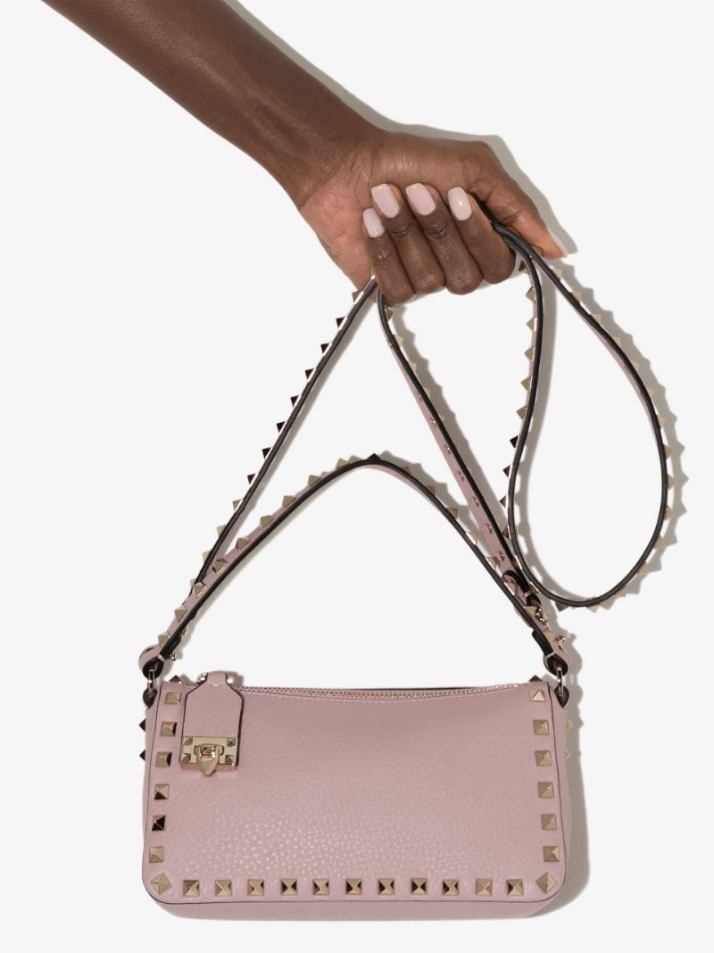 Pink Rockstud Small Leather Shoulder Bag